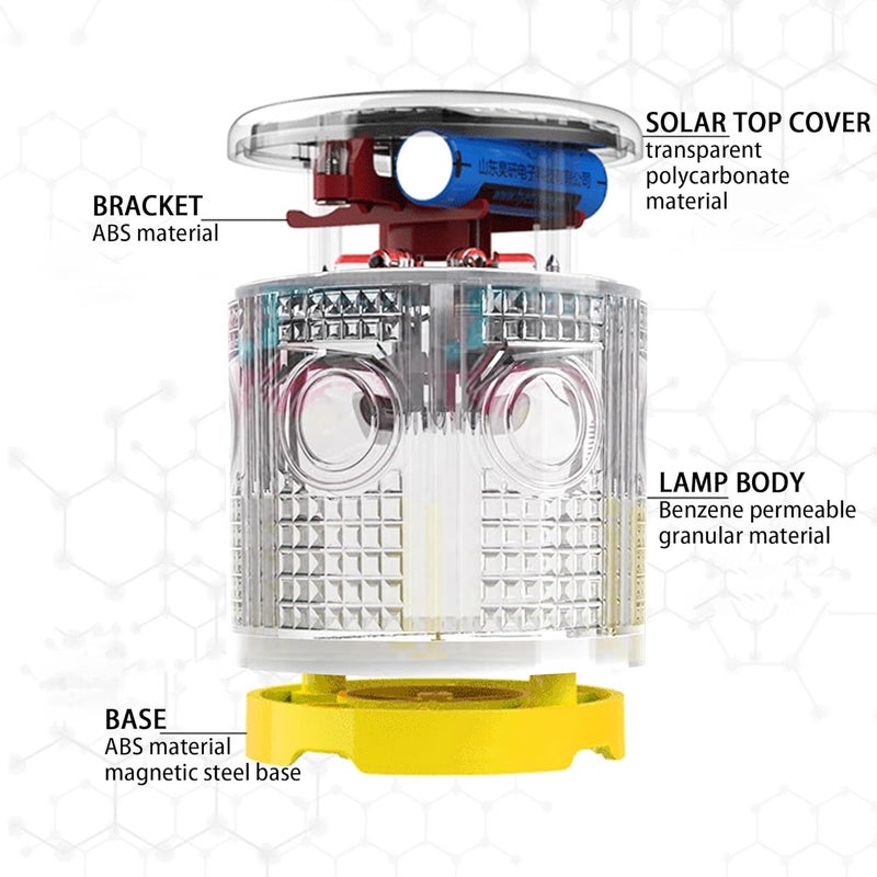 QXH Solar Strobe Warning Light: Bright Solar Emergency Strobe Warning Light, Strong Magnetic Base Flashing Lamp, Waterproof LED Safety Outdoor (White) - Image 5